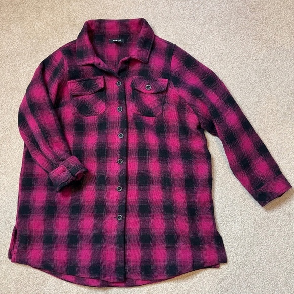 Torrid Shacket Barn Coat Checked Pink Plaid Button Front Heavyweight Cotton Sz 0 - Picture 3 of 16